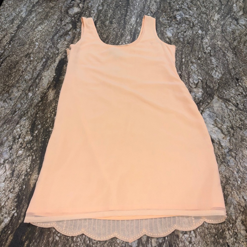 Shift Dress Womens M Peach Beaded Pearl Art Deco Romeo & Juliet Couture - Picture 11 of 13